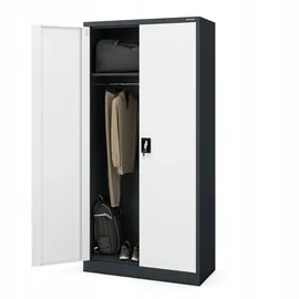 Jan Nowak Mehrzweckschrank, Weiß, Anthrazit, Metall, 90x185x45 cm Arbeitszimmer, Aktenschränke