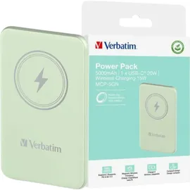 Verbatim Charge 'n' Go Magnetic Wireless Powerbank 5000 mAh Fast Charge, Quick Charge 3.0, Usb PD 3. - Grün