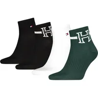 Kurzsocken TOMMY HILFIGER, Herren, Gr. 43-46, deep grün, schwarz, Obermaterial: 70% Baumwolle, 29% Polyamid, 1% sonstige Fasern, Socken