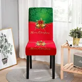 Hixingo Stuhlhussen 1 2 4 6er Set,Einfacher Weihnachtsdruck Stretch Stuhlhussen Schwingstühle Waschbar Stuhlbezug,Esszimmerstühle Stuhlbezüge für Küche,Restaurant,Party Schutz (4er Set,Grün)