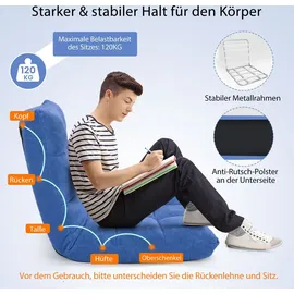 Costway Bodenstuhl verstellbar, Bodensessel gepolstert, Bodenkissen mit Rückenlehne, Meditationsstuhl Fensterstuhl (Blau) - Blau