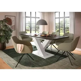 VCM Esstisch X-Fuß 90x150/190cm inkl. 1 Einlegeplatte grau weiß