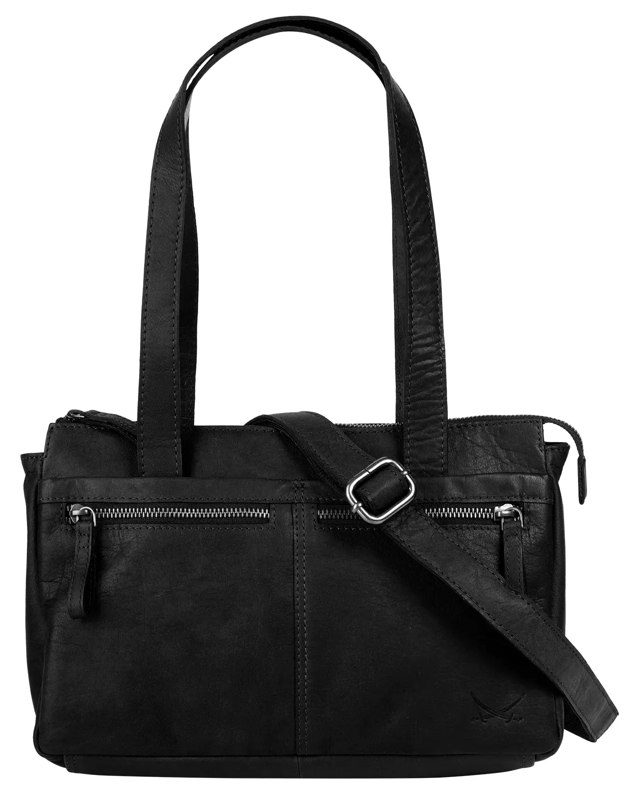 Henkeltasche SANSIBAR, Damen, Gr. B/H/T: 30cm x 20cm x 11cm onesize, schwarz, Leder, leicht glänzend, unifarben, Taschen, echt Leder