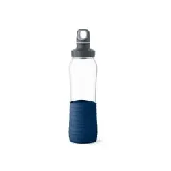 EMSA Drink2Go Trinkflasche Glas, 0,7 Liter N3100600 , 1 Trinkflasche, Farbe: Dunkelblau
