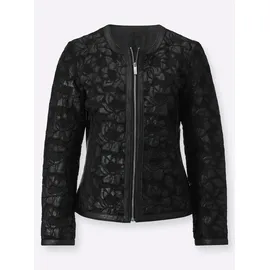 MAINPOL Lederblazer MAINPOL "Lammnappaleder-Mesh-Blazer", Damen, Gr. 52, schwarz, 100% Lammnappaleder, Netz:100% Polyester, Blazer