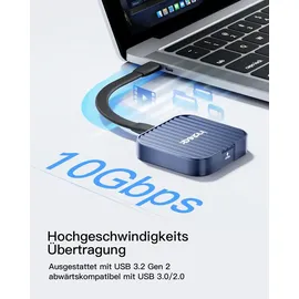 Inateck Magnetisches M.2 SSD Gehäuse, Typ-C USB 3.2, kompatibel mit 2230 NGFF&NVME PCIe M.2 M-Key/B&M-Key, unterstützt Windows/Linux/Android/MacOS