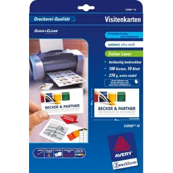 Avery Zweckform Visitenkarten Premium 85x54 mm 270 g/qm beidseitig satiniert 100 Stück