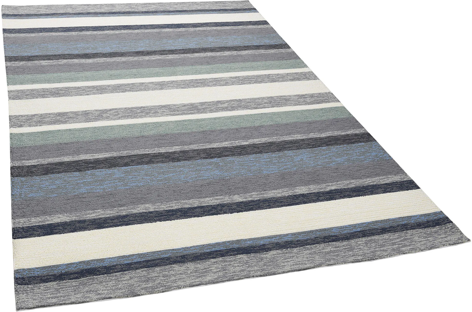 Teppich GINO FALCONE "Rosetta-Stripes" Teppiche Gr. B/L: 160 cm x 230 cm, 20 mm, 1 St., blau Esszimmerteppiche In- und Outdoor geeignet, Wohnzimmer