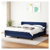 Lattenrost mit Matratze, blau, 160 x 200 cm, Stoff, Plattformbett, mit Lattenhalter, einfache Montage, für Schlafzimmer, Erwachsene