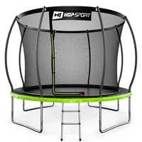 Hop-Sport Trampolin Outdoor - Ø 244/305/366/427/488 cm - Trampolin mit innenliegenden Sicherheitsnetz, gebogenen Netzstangen und Sicherheitszertifikaten - Komplettset mit Leiter Randabdeckung (305 cm)