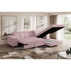 altdecor Ecksofa Cord mit Schlaffunktion 2-Sitzer Grau