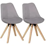 KADIMA DESIGN 2er Set Esszimmerstühle LUND: Stoffbezug und Holzbeine, Skandinavisches Design, Komfortables Sitzen, Verschiedene Farben