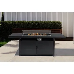 OUTFLEXX Feuertisch, anthrazit matt, Alu/Glas, 200 x 100 cm, pflegeleicht, pulverbeschichtet