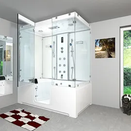 SeniorBad Kombination Badewanne Dusche K88-WS-EH-A-EA Duschtempel 100x180 cm OHNE Zusatzoption - Weiß