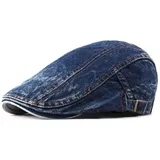 CHENNUO Schiebermütze Flatcap Herren Damen Newsboy Barett Denim Schirmmütze Golfermütze (Blau) - 55-60