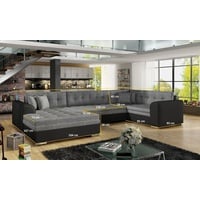 JVmoebel Ecksofa Gäste Zimmer Wohnzimmer Polster Schlafsofa Bettfunktion Sofa Couchen, Made in Europa grau|schwarz