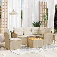Gecheer 6-TLG. Gartenlounge Set, Balkonlounge Set, Terrassensofa, Loungemöbel Polyrattan, Polyrattan Gartenmöbel, Garten Sofa Set, Kissen