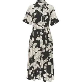 VIVANCE Hemdblusenkleid Schwarz/Sand Blumen 40