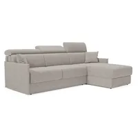 Miryam Ecksofa Mit Matratze Mit Verstellbaren Kopfstützen Aus Weichem, Fleckenabweisendem Stoff T31 232 Cm Rechts Grau