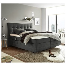 Lomadox Boxspringbett MALIBU-09, schlamm in 180x200cm mit 7-Zonen-Tonnentaschenfederkern-Matratze beige|grau 189 cm x 218 cm