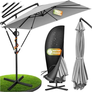 Kesser Ampelschirm Holly rechteckig Ø 350 cm ohne LED Hellgrau