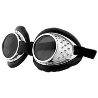 Elope Kostüm Steampunk Fliegerbrille silbern, Steampunk Brille silberfarben
