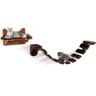 Costway Katzen Kletterleiter Katzentreppe 1 Stück Braun