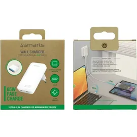 4smarts Netzladegerät FlatPlug Slim Dual 65W GaN 2C, weiß