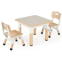 TLGREEN Kindersitzgruppe Kindertisch mit 4 Stühlen, (3-tlg), Kindermöbel, Quadratischen Tisch Höhenverstellbar Plastik gelb 120 cm