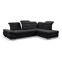 Ecksofa WERK2 "Roma L-Form" Sofas Gr. B/H/T: 284cm x 105cm x 217cm, Struktur weich, Recamiere rechts, Schlaffunktion, Bettkasten, verstellbare Kopfteile, Sitztiefenverstellung, grau (anthrazit) Sofa mit Schlaffunktion, Sitztiefenverstellung, verstellbare Kopfteile