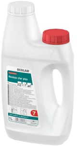 ECOLAB Neomax star plus Automatenreiniger, Hervorragende Reinigungsleistung mit schaumarmen Wirkstoffen, 1000 ml - Dosierflasche, leer (1 Karton = 3 Flaschen)