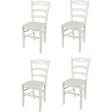 t m c s Tommychairs - 4er Set Stühle Cuore für Küche und Esszimmer, robuste Struktur aus lackiertem Buchenholz im Farbton deckend Eisweiss und Sitzfläche aus lackiertem Holz in der Farbe Weiss