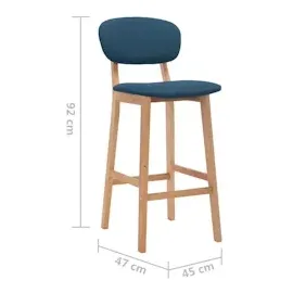 vidaXL Barhocker 2 Stk. Blau Stoff