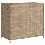 vidaXL Gartenschrank, Geräteschrank mit viel Stauraum, Beistellschrank Schrank mit Türen, Balkonschrank Terrassenschrank, Beige Poly Rattan