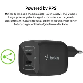 Belkin BoostCharge Pro, USB-C GaN technology - 2 Ports, Schnellladen mit Power Deliver und PPS