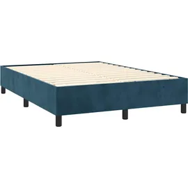vidaXL Boxspringbett mit Matratze & LED Dunkelblau 140x200 cm Samt