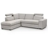 beautysofa Eckschlafsofa, beige, Textil, L-Form,L-Form, 250x205 cm, Wohnzimmer, Sofas - Couches, Wohnlandschaften, Ecksofas