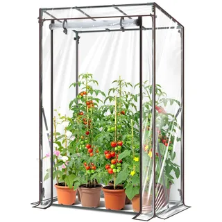 Ohuhu Gewächshaus klein Premium Foliengewächshaus Tomatengewächshaus für Balkon, Tomatenhaus Treibhaus Gewächshaus Balkon überwinterungszelt für Pflanzen, Stabil Winterfest PVC 100x50x152 cm