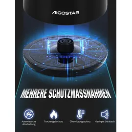 Aigostar - Edelstahl Doppelwand Elektrischer Wasserkocher mit Wasserstandsanzeige, - Schwarz
