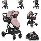 Moni Kombikinderwagen 2 in 1 Rio 22 kg umbaubar Fußabdeckung klappbar Korb Gurt rosa