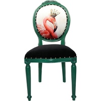 Casa Padrino Esszimmerstuhl Barock Luxus Esszimmer Stuhl ohne Armlehnen Flamingo mit Krone mit Bling Bling Glitzersteinen - Designer Stuhl - Limited Edition