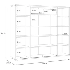 Kombikommode 139,3 x 120,7 x 34,1 cm Beige