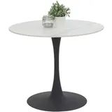 Hela Bistrotisch »PAOLA Esstisch rund, Säule, Bodenplatte, 90x76x90 cm, robuste Steinplatte, verschiedene Steinfarben, Pflegeleicht weiß Marmoroptik, Steinplatte-Sintered Stone 16mm Matt Maß Ø90x75cm