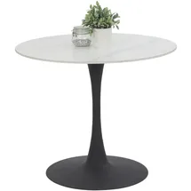 Hela Bistrotisch »PAOLA Esstisch rund, Säule, Bodenplatte, 90x76x90 cm, robuste Steinplatte, verschiedene Steinfarben, Pflegeleicht weiß Marmoroptik, Steinplatte-Sintered Stone 16mm Matt Maß Ø90x75cm