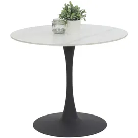 Hela Bistrotisch »PAOLA Esstisch rund, Säule, Bodenplatte, 90x76x90 cm, robuste Steinplatte, verschiedene Steinfarben, Pflegeleicht weiß Marmoroptik, Steinplatte-Sintered Stone 16mm Matt Maß Ø90x75cm