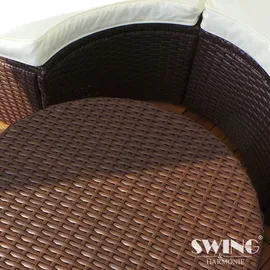 Swing&Harmonie LED Polyrattan Sonneninsel inkl. Abdeckcover braun/weiß