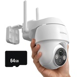 COOAU Überwachungskamera Aussen Akku WiFi6, 355°/90° Schwenkbar, WLAN IP Kamera Outdoor mit Nachtsicht in Farbe, Personen-/Bewegungserkennung, IP66, Cloud-Speicher, Works with Alexa