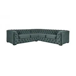 Chesterfield-Sofa "KALINA L-Form", blau (tinte), B:247cm H:67cm T:227cm, 100% Polyester, GUIDO MARIA KRETSCHMER HOME & LIVING, Sofas, hochwertige Chesterfield-Ausführung, sehr hochwertige Verarbeitung