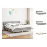 vidaXL Boxspringbett mit Matratze Hellgrau 180x200 cm Stoff