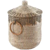 Kobolo Aufbewahrungskorb Schlangenkorb BIRA Seegras inkl. Deckel und Griffen (Stück, 1 St., Stück), Korb mit Deckel beige